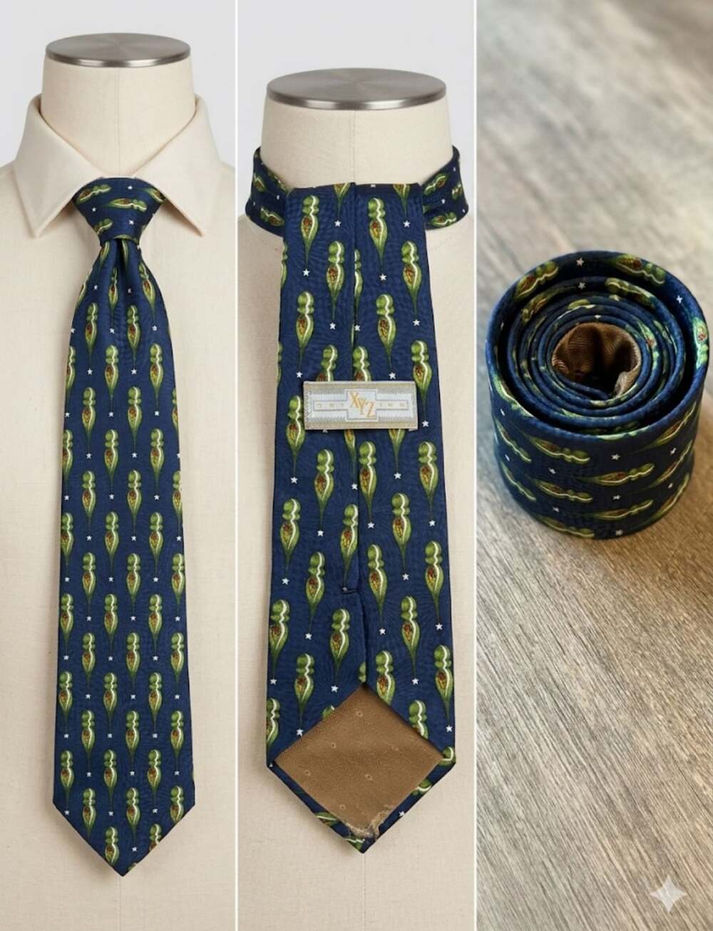 XYZ Inc. Vintage Novelty Print Silk Men's Necktie